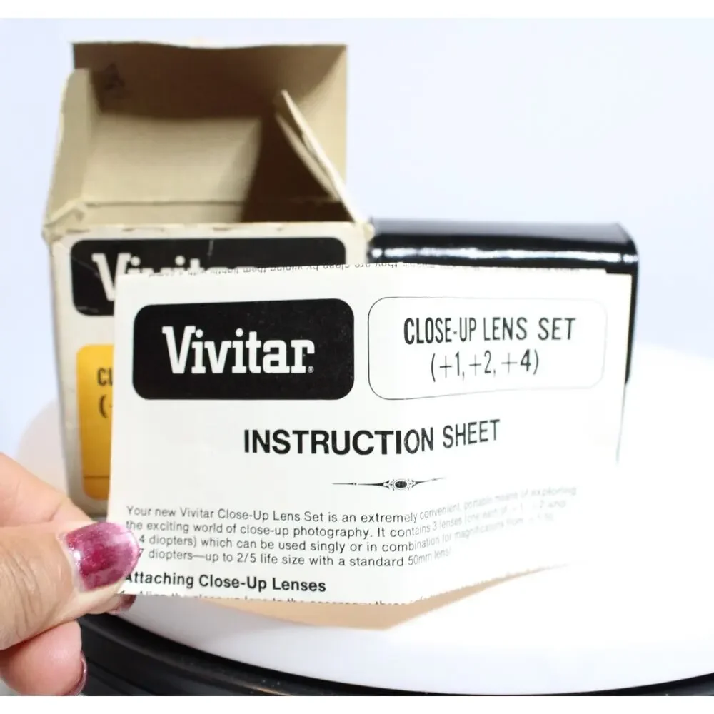 Vintage Vivitar Close-Up Lens Set 55mm +1 +2 +4 Macro Filters Japan with Box